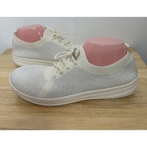 Fitflop Women F-Sporty Uberknit Sneakers 11 Comfort Metallic Weave Cushion Cream